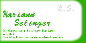 mariann selinger business card